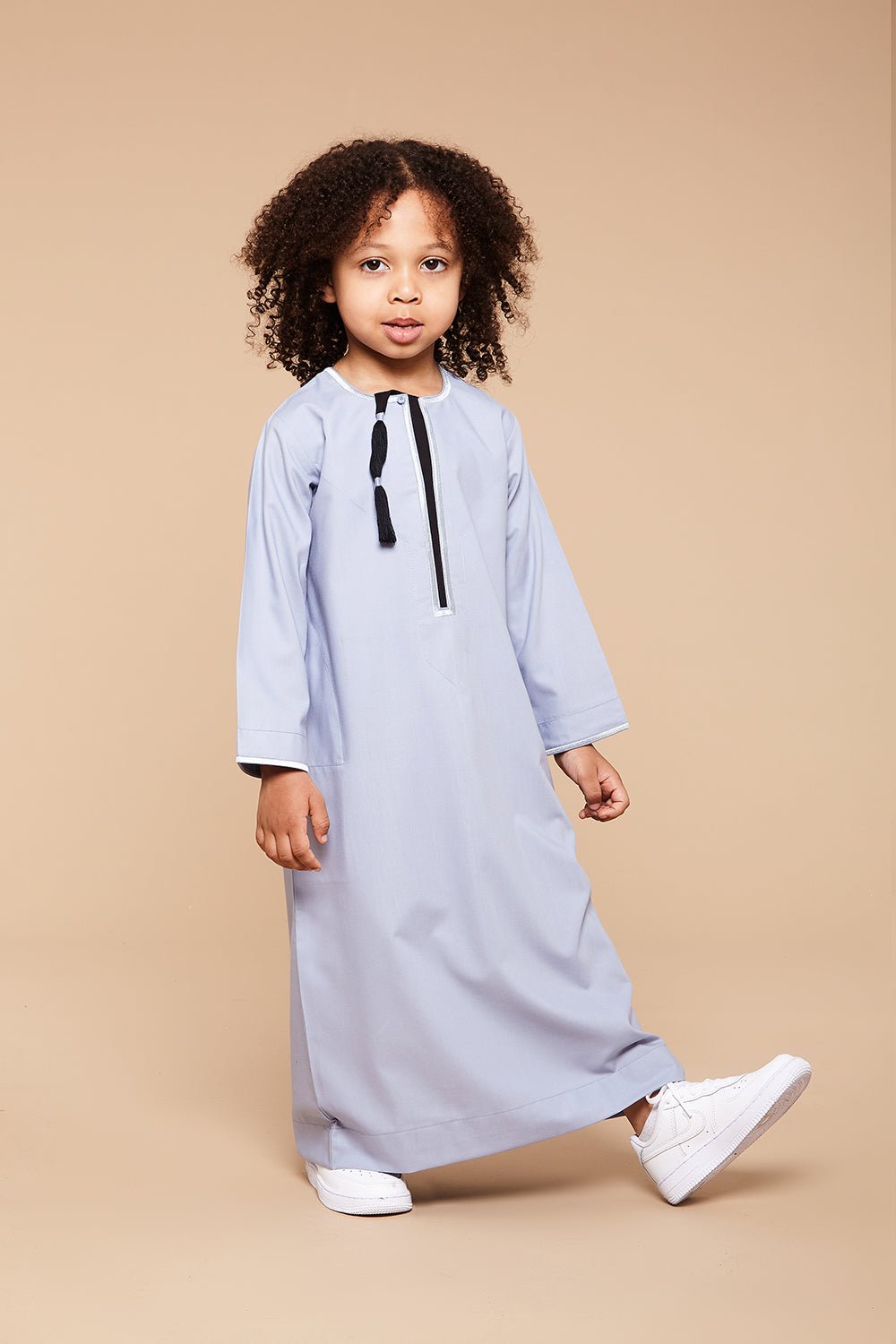 Sky Blue & Black Omani Toddlers Thobe - CAVE