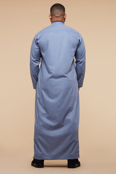 Stone Blue Arabesque Collar Thobe - CAVE