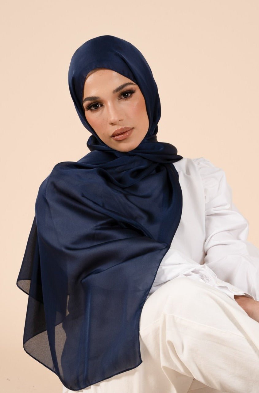 Twilight Blue Soft Satin Hijab - CAVE