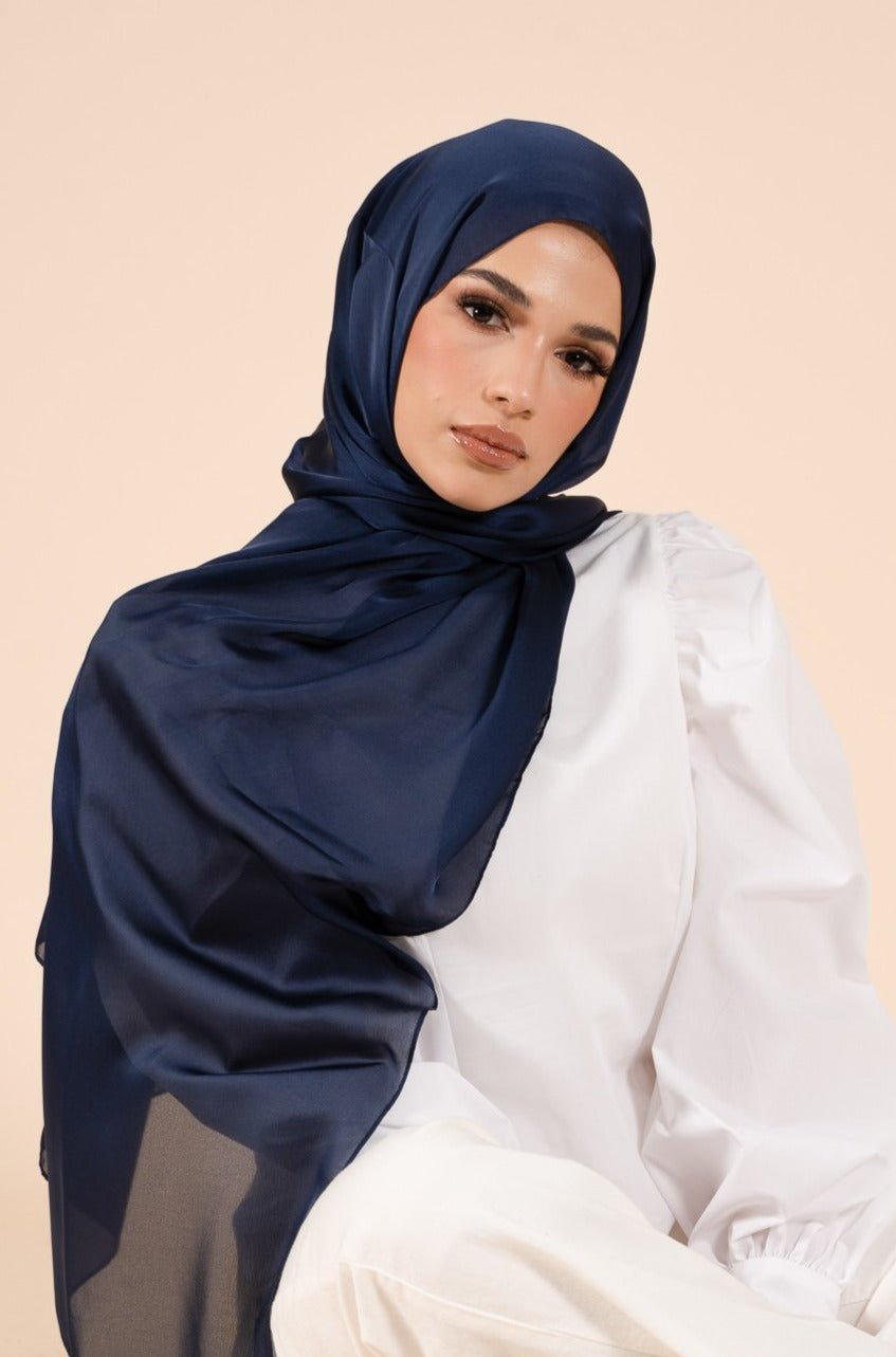 Twilight Blue Soft Satin Hijab - CAVE