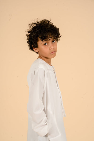 White Classic Omani Kids Thobe - CAVE