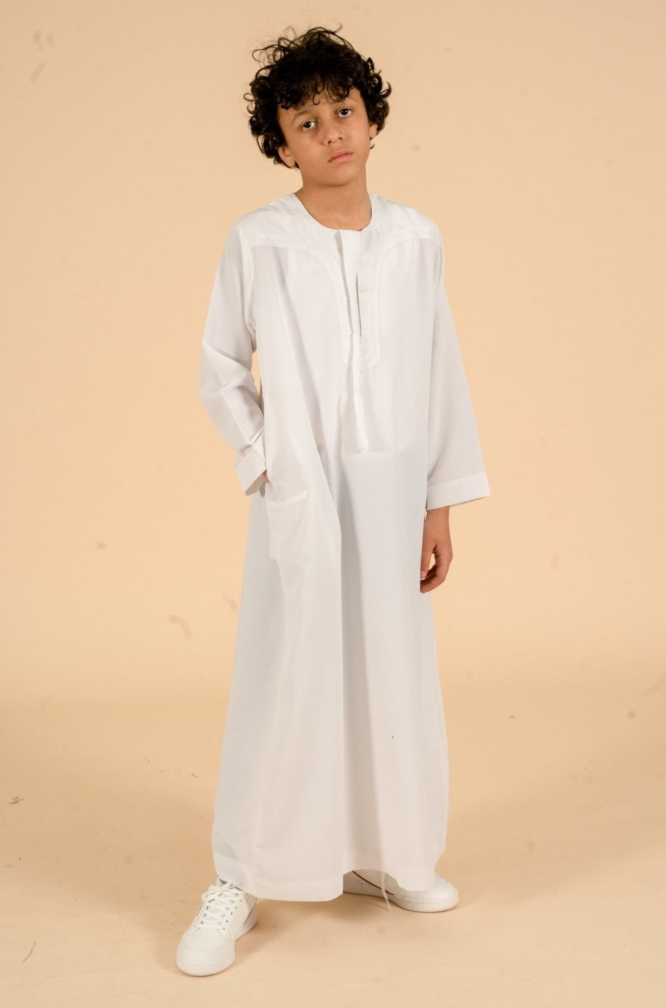 White Classic Omani Kids Thobe - CAVE