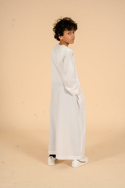 White Classic Omani Kids Thobe - CAVE