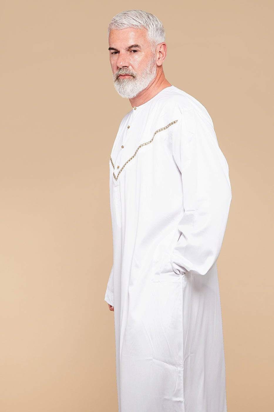 White & Gold Omani Thobe - CAVE