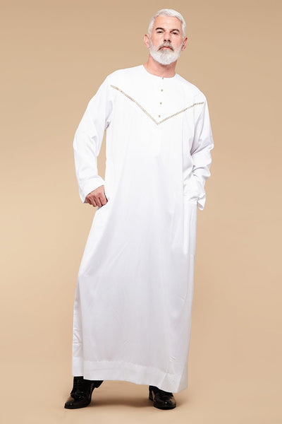 White & Gold Omani Thobe - CAVE
