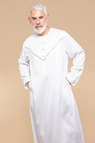 White & Grey Omani Thobe - CAVE