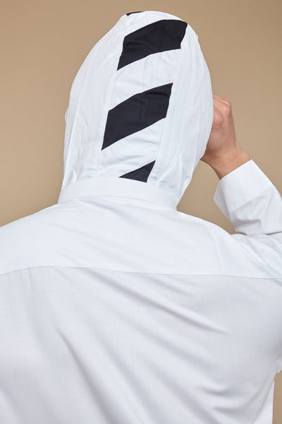 White Striped Hoody Thobe - CAVE