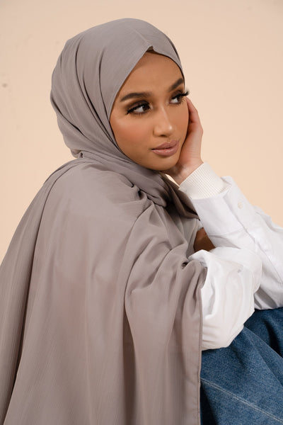 Zinc Crinkle Soft Crepe Hijab - CAVE